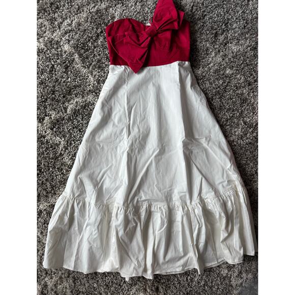Hutch NWT Red White Motif Bow-Tie Colorblock Maxi Dress Anthropologie | Size 8 - Picture 5 of 16